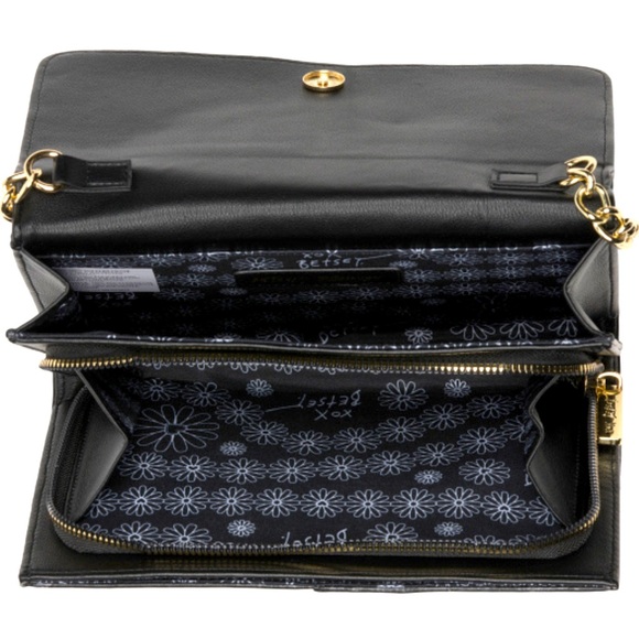 Betsey Johnson Skull Embossed Bow Appliqué Wallet With Strap New